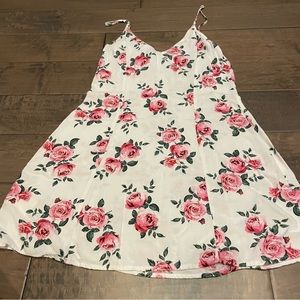 Divided White and Pink Rose Floral H&M Dress size 6